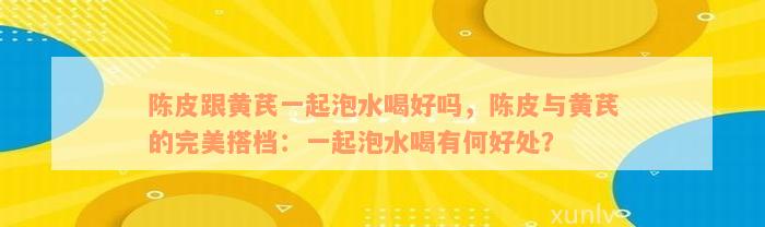 陈皮普洱和诺丽果一起泡水喝的功效及适宜性分析
